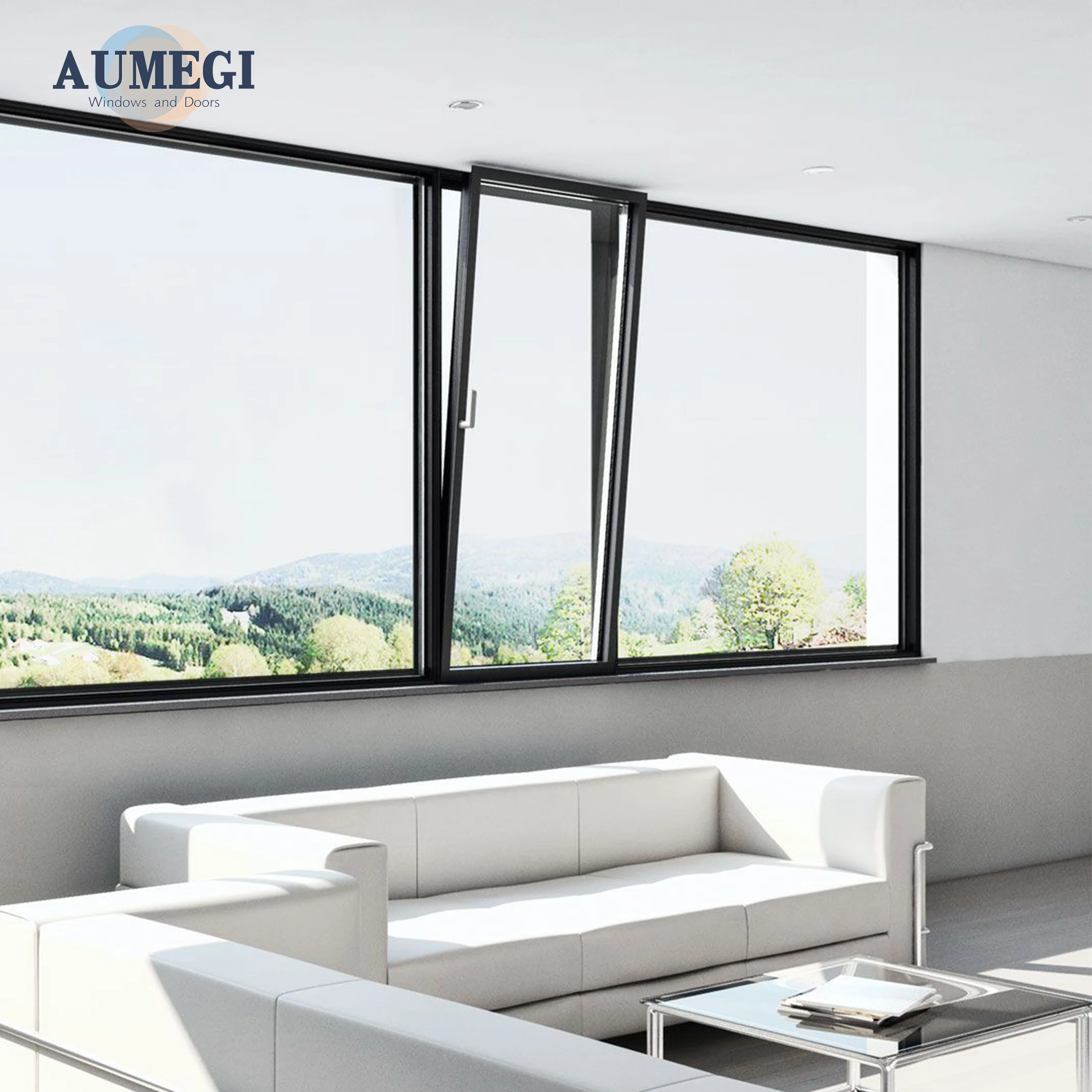 Aumegi Low-E Glass Casement Windows Multi-Chamber Thermal Structure Aluminium Casement Window Profiles Tilt and Turn Windows