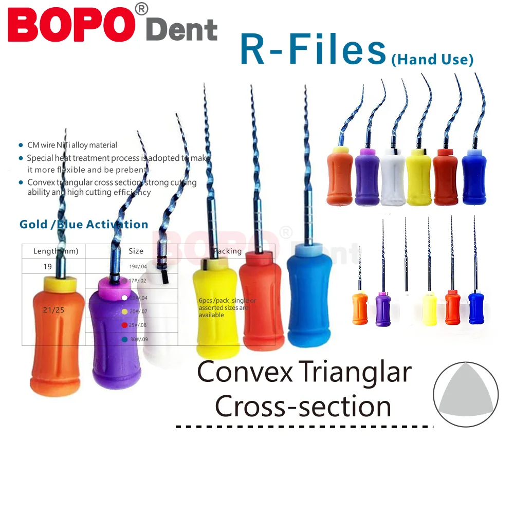 6 stks/pak Tandheelkundige Endodontische NiTi Hand Gebruik Bestand Warmte Geactiveerde Roterende Endo Naald SX-F3 21/25/31mm F4 F5 Wortelkanaalbehandeling Super Bestanden