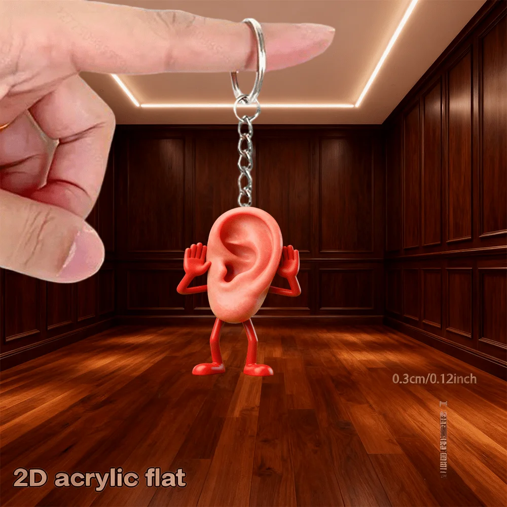 2D Fun Ears Acrylic Keychain Car Decoration Pendant Backpack Accessory Perfect As a Gift for Art Lovers Partners Relatives