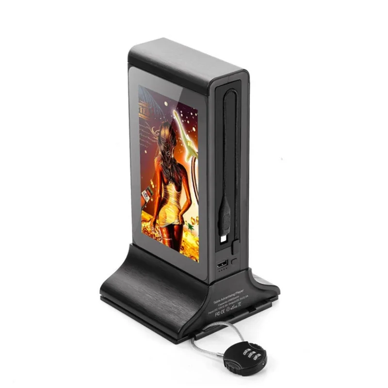 Digital display advertising wifi Menu holder power bank restaurant table mobile phone charger charging station for cafe