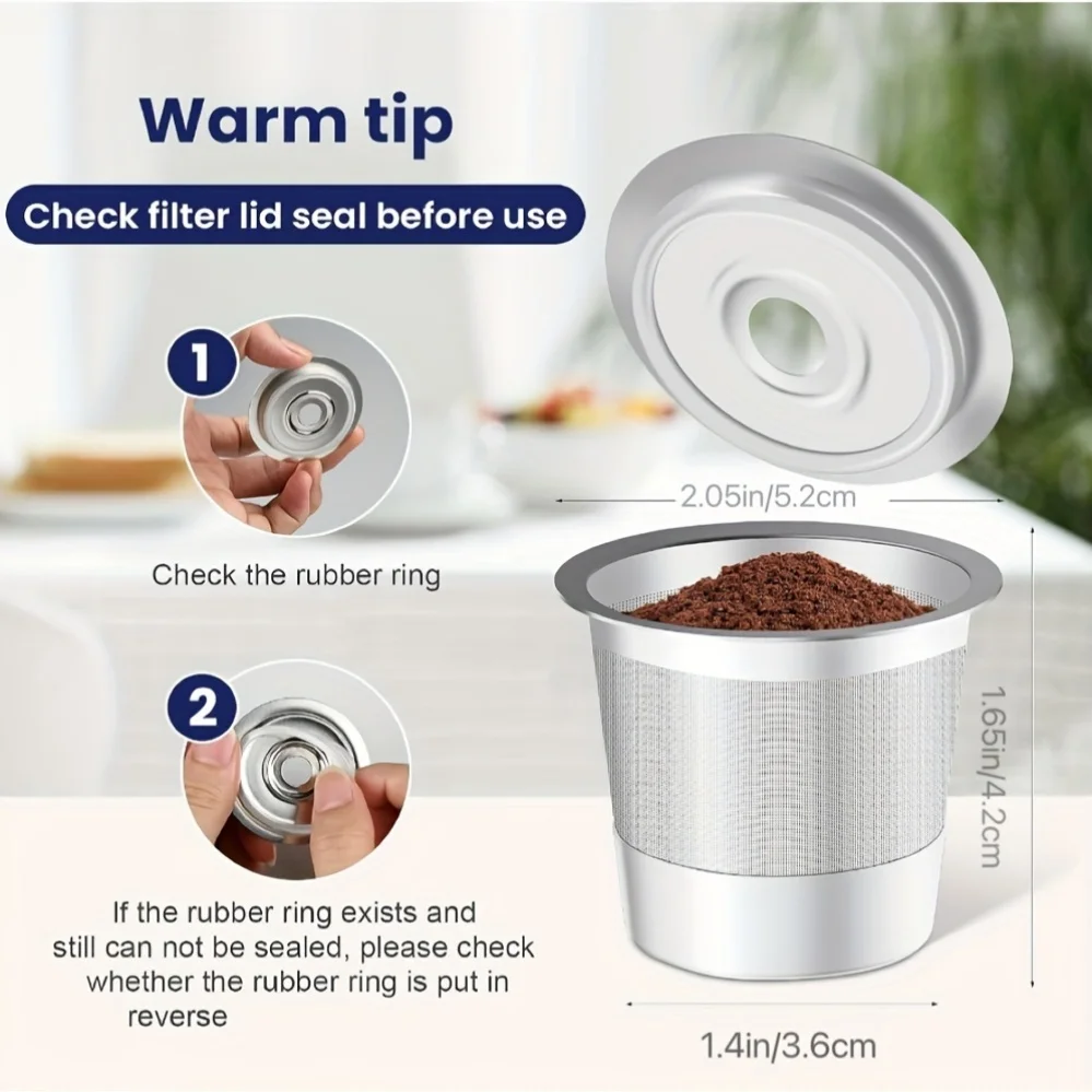 2 Pack SUS304 Stainless Steel Reusable K-Cups Coffee Pods, Compatible with Ninja CFP101 and PH051/PB041 Coffee Machines