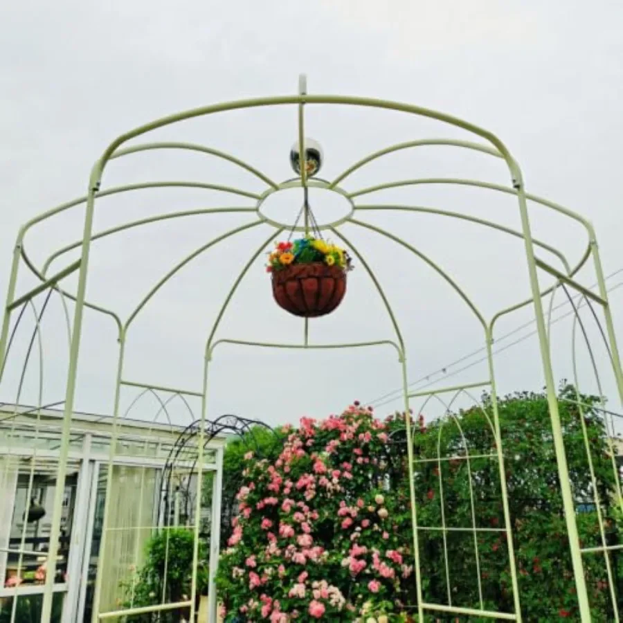 Spacious iron garden arch with birdcage shape for wedding, ceremony, party, outdoor pergola pavilionblack metal frame, includes