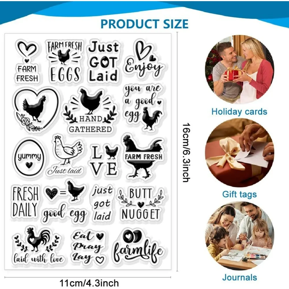 Easter Chicken Background Clear Stamp Words Transparent Stamps Farm Chicken Silicone Clear Stamp Seals for DIY Scrapbooking