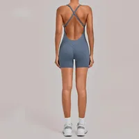 New Seamless Gym Workout Sportswear Yoga Sports Jumpsuit Cross Back Tight-Fitting One-Piece Fitness Running Bodysuit for Women - Image 4
