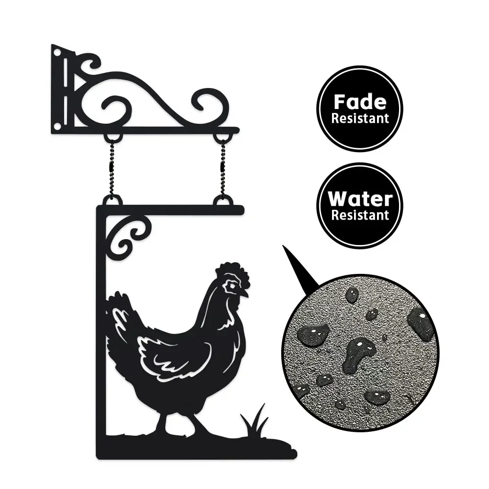 2D 1pc Metal Vintage Rooster Door Sign, Metal Farmhouse Decor, Hanging Wall Decoration for Porch, Garden, Patio
