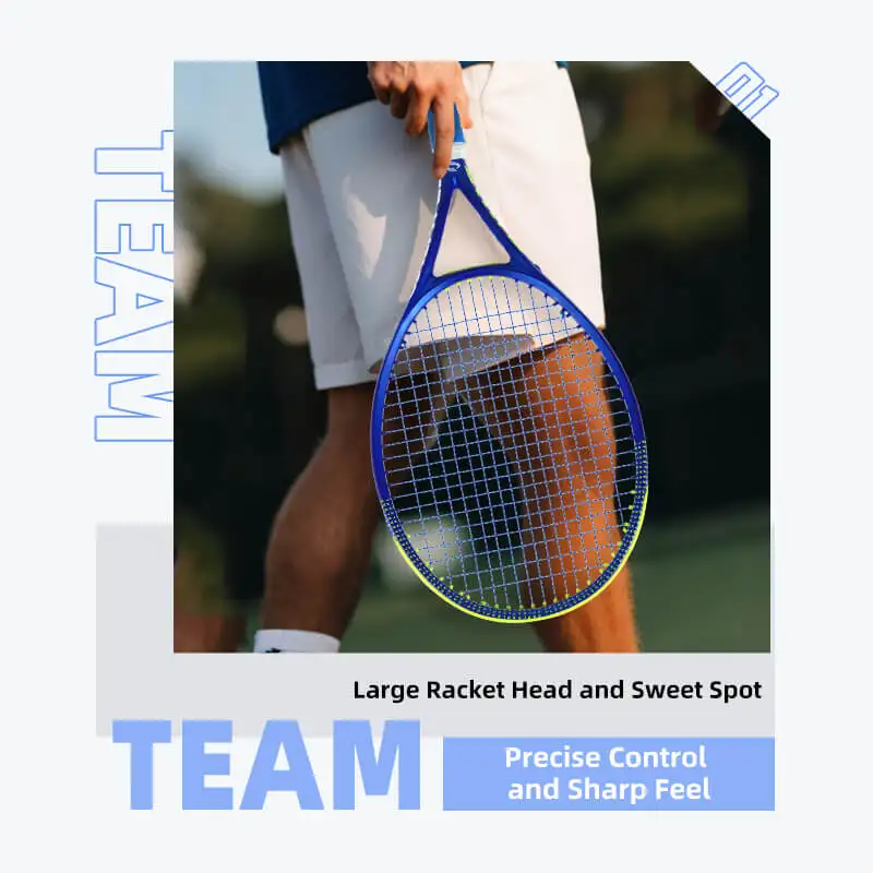 Blue-Leap Carbon Fiber Tennis Racket, 345±10g Strung, 60-65lbs, Shock-Absorbing, Suitable for Professional Strength Athletes