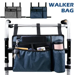 Wheelchair Armrest Storage Bag Large Capacity Walker Bag Waterproof Rollator Folding Storage Pouch for Seniors Elderly Handicap