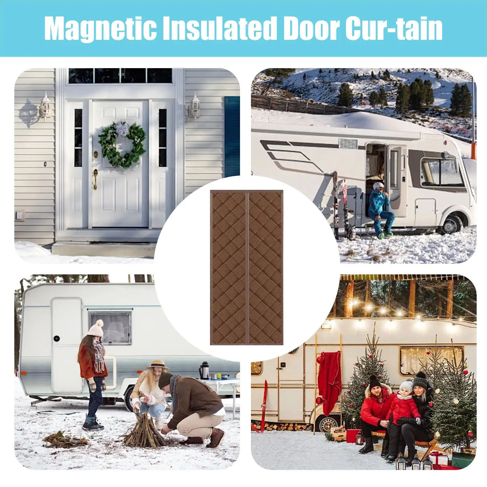 

Insulated Door Curtains Pet-Friendly Easy Installation Thermal Door Curtains Magnetic For Kitchens Doorway Bedrooms Nursery