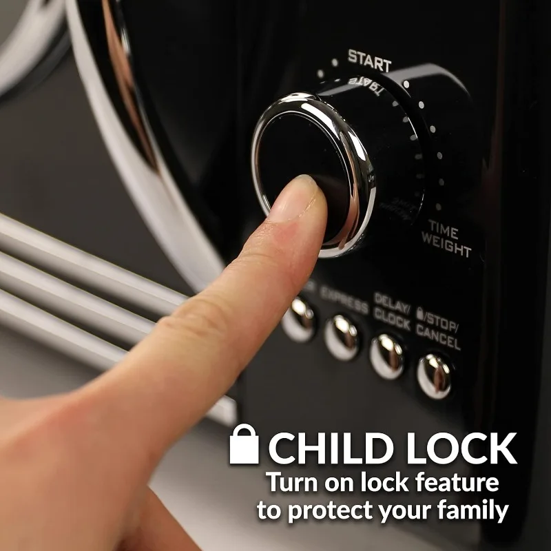 Nostalgia RMO4BK Retro 0.9 قدم مكعب 800 وات فرن ميكروويف كونترتوب، 5 مستويات طاقة و12 إعداد للطهي، شاشة LED، أسود نفاث