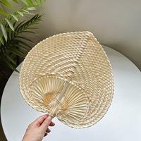 natural bamboo and rattan fans handwoven palm leaf pattern heart-shaped woven fan summer cooling fan for home decoration