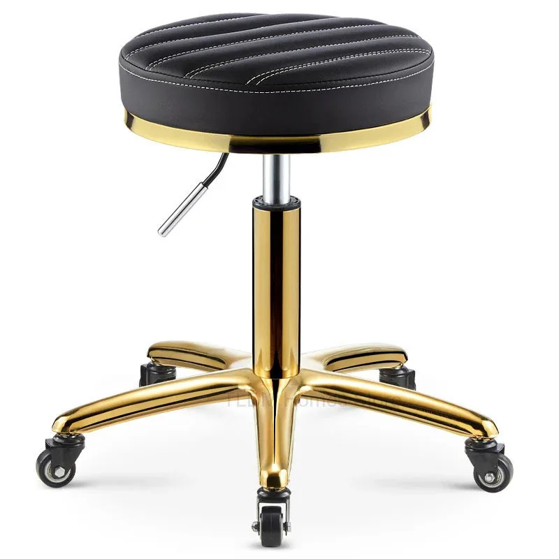Hairdresser Salon Leather Stool Work Stool Professional Salon with Furniture Beauty Barbershop Nordic Round Wheels chair 의자