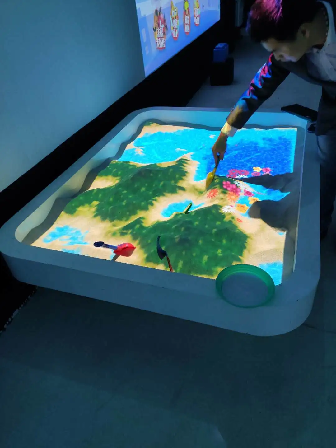 대화형 교육용 AR 마법 모래 해변 테이블 실내/실외 사용 바다 샌드박스 AR 모래 테이블