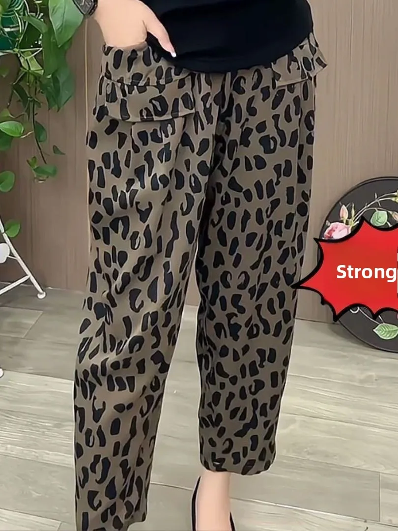 Pantaloni carota larghi a vita alta da donna estivi Harlan Mommy Sle Pantaloni casual sottili stampati a nove punti Pendolari Faion