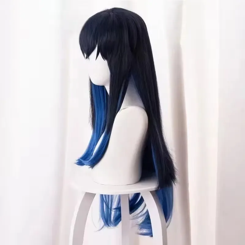CyDemon Slayer Hashibira Inosuke Wig Sex Reversal Ombre Blue Synthetic Wigs Hashibira Inosuke Cosplay Long Straight Hair Wigs