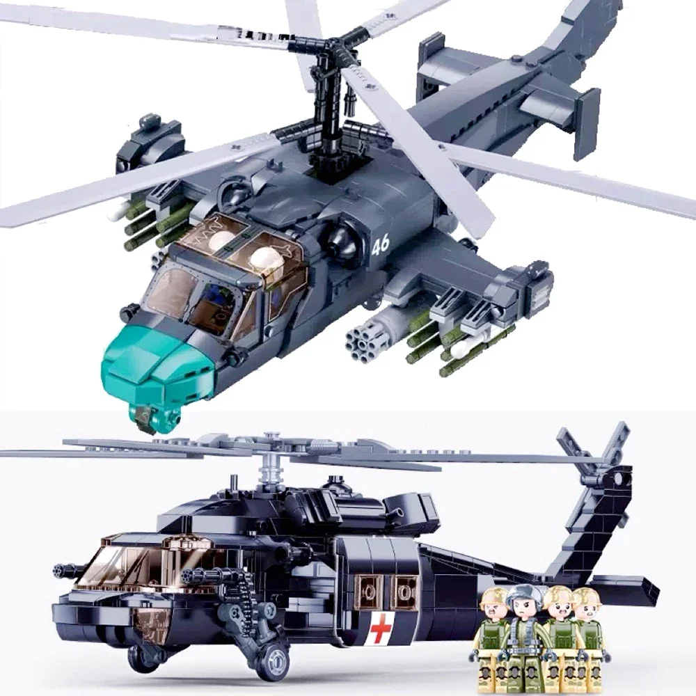 Savaş Askeri Rusya Hava Silah K-50/52 Saldırı Helikopters Arka Modeli Yapı Taşları Klasik Savaşçı Tuğla Uçak Oyuncak Çocuk Hediyeler