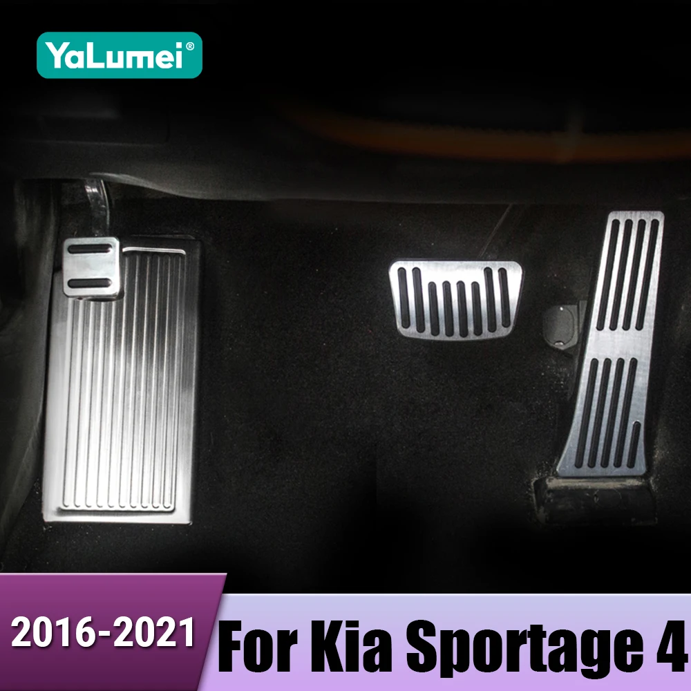 Aluminium Auto Fußstütze Gas Bremspedal Kupplung Pedal Nicht-Slip Pad Zubehör Für Kia Sportage 4 QL 2016 2017 2018 2019 2020 2021