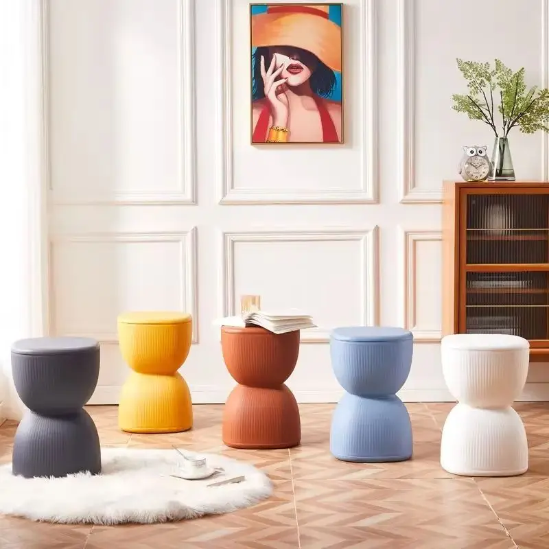 

Скандинавский креативный табурет для переобувания, простой современный утолщенный пластиковый круглый табурет, многофункциональный низкий табурет для гостиной, компактный