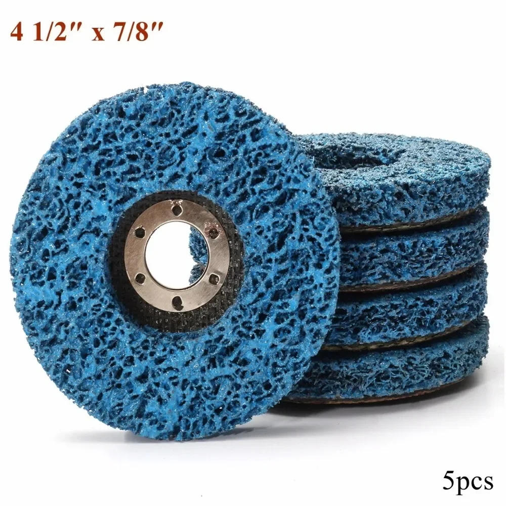 5pcs Abrasive Tools 110mm Poly Strip Wheels Paint Rust Removal Clean Angle Grinder Discs Blue