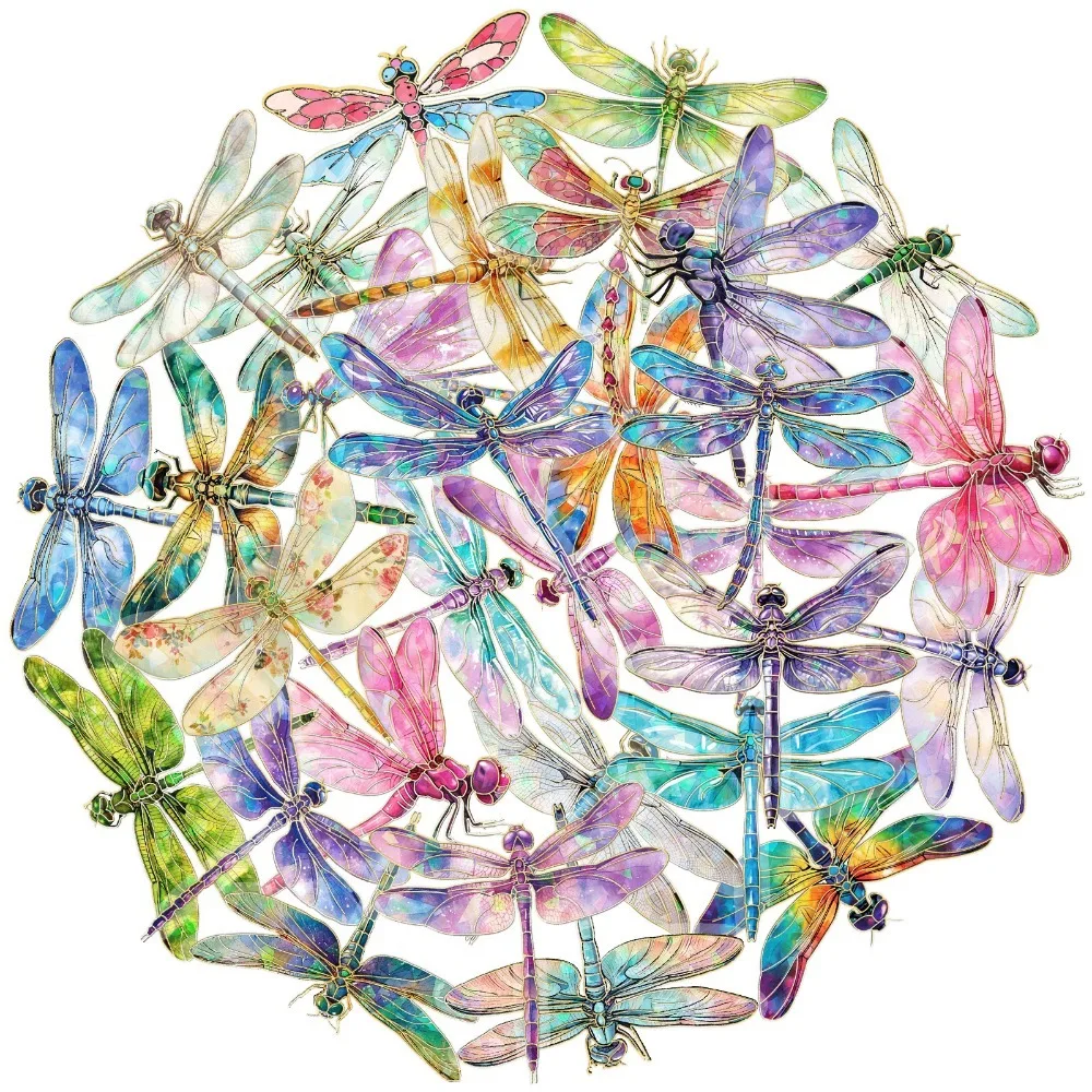 

30PCS Cartoon Colour Dragonfly Stickers Graffiti Nostalgia Decals Laptops Phone Luggage Scrapbook Cool Guitar Waterproof Sticker