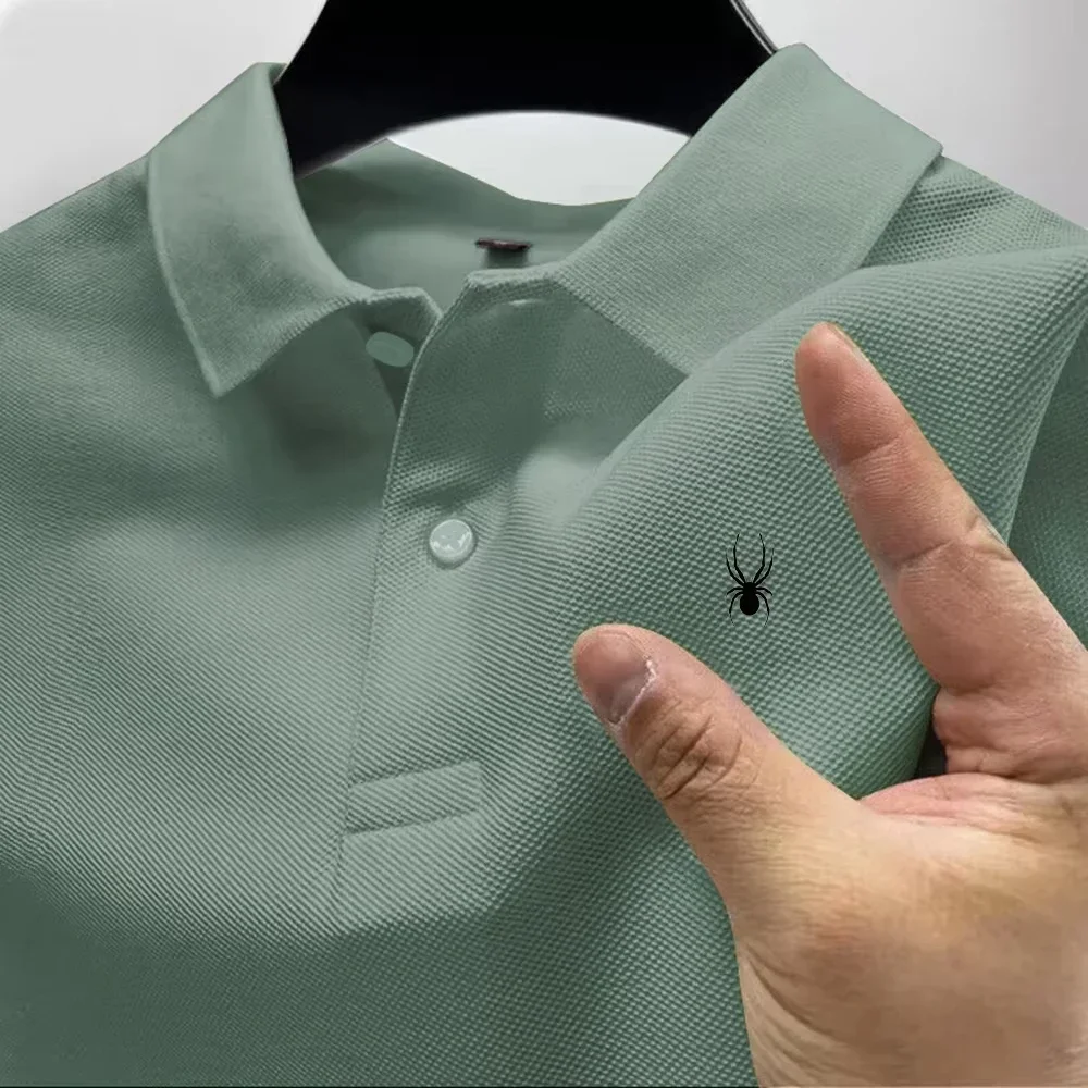 2026 Neues Herren-Polohemd mit Buchstabenstickerei am Revers, Hochwertiges Piqué-Baumwollgewebe, Umweltfreundlich, Weich und Bequem, Kurzarm – Detail 4
