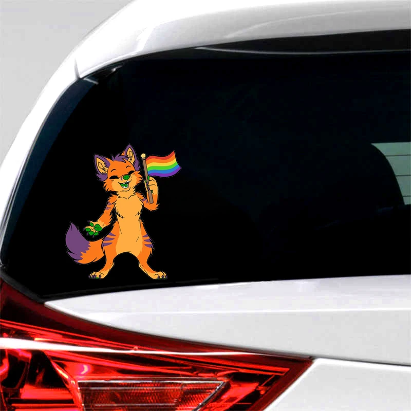 Fluffy Foxy Furry Car Stickers Cartoon Decals Waterproof Occlusion Scratch Windshield Decoration Car Bumper Window Vinyl Decals