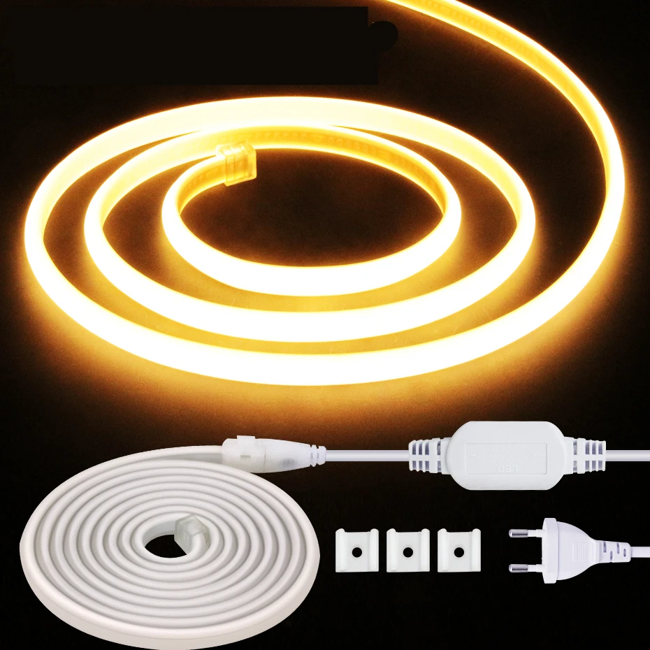 Waterproof 20M 30M 50M 220V COB LED Strip Neon Light High Brightness 288LEDs/M Soft Cuttable COB Led Tape Lights For Room Decor