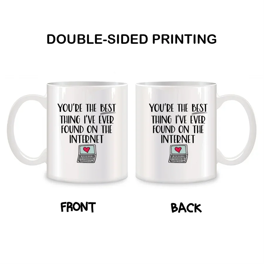 أكواب شاي بيضاء من السيراميك ، أكواب قهوة ، هدايا عيد ميلاد ، مبتكرة ، أنت أفضل شيء وجدته على الإنترنت ، 11 أونصة