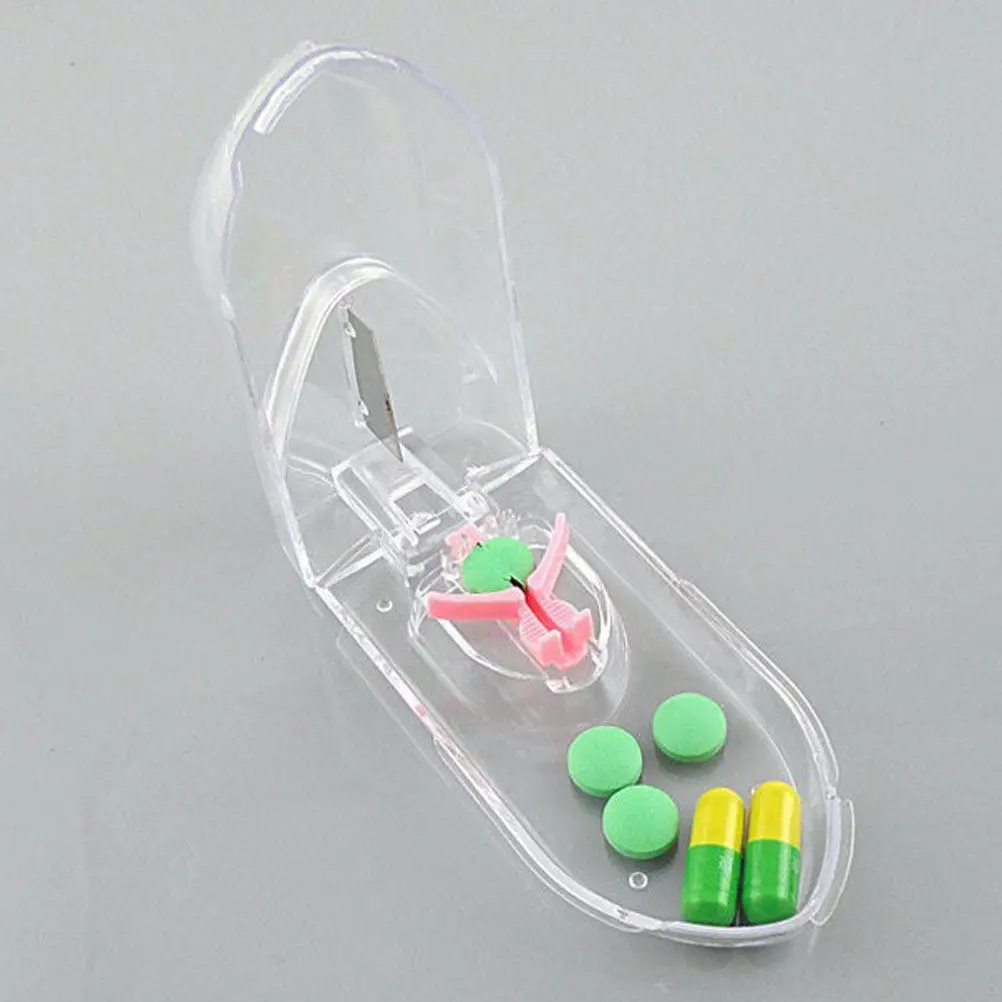 2Pcs Tablet Cutter Pill Splitter Compact Sharp for Small Pills Easy Use with Pill Case Tablet Cutter