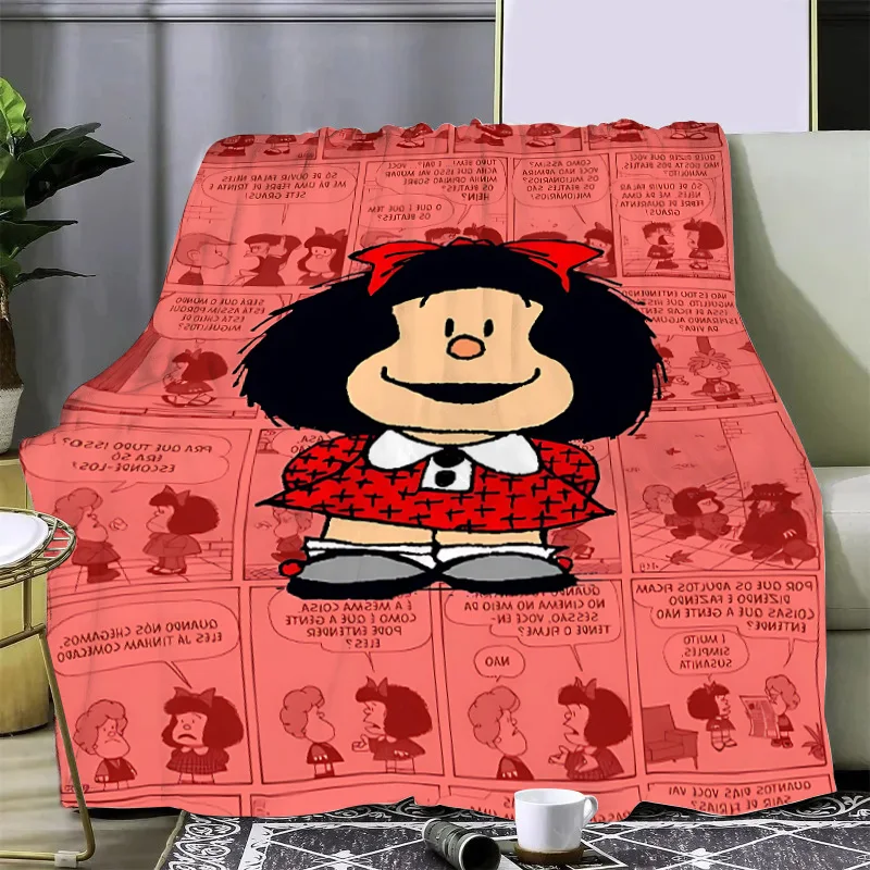 

Милое одеяло с принтом аниме Mafalda, одеяла для пикника, теплое одеяло, мягкое и удобное одеяло, подарок на день рождения для дома и путешествий