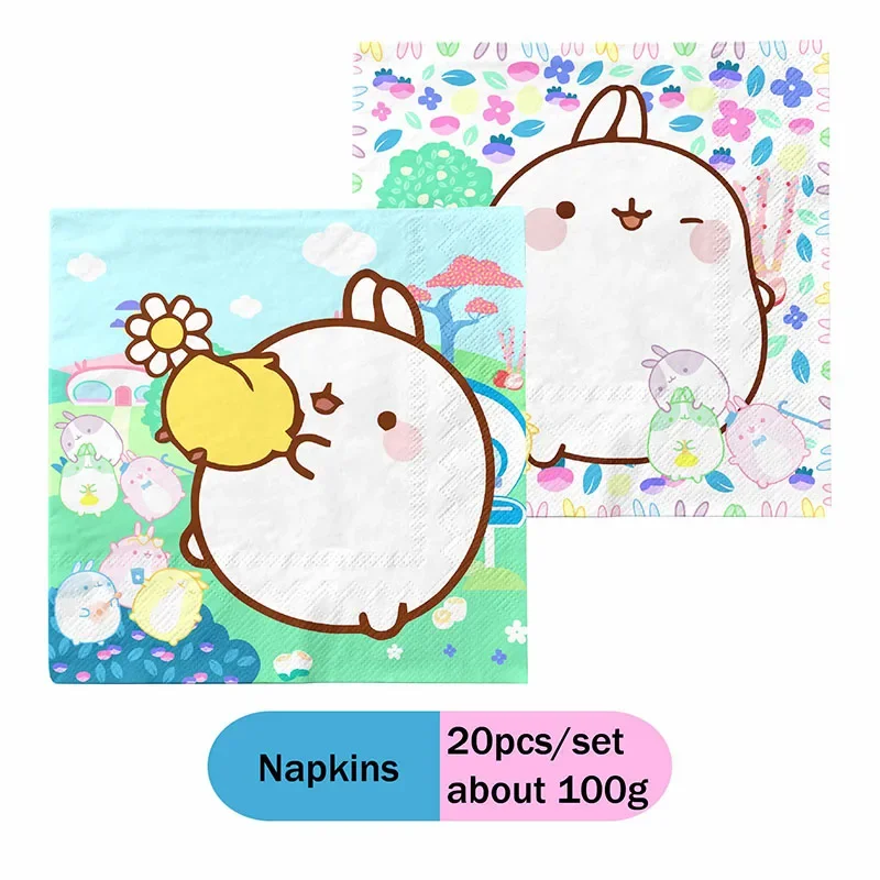 Molang Kombinations-Partydekoration für Geburtstagsfeiern, Einweg-Set für Themenfeiern im Innen- und Außenbereich, Niedlicher Hase – Detail 26