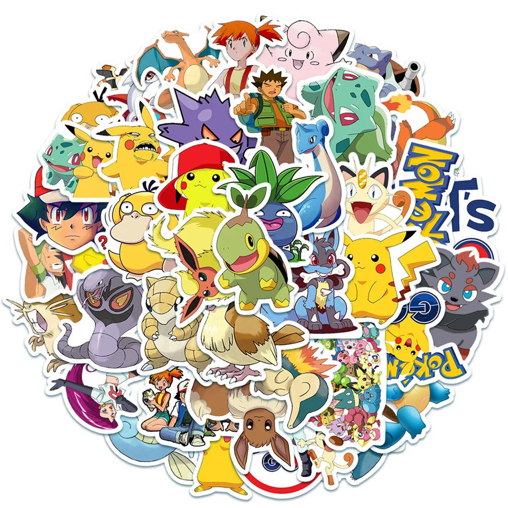 10/30/50pcs Pokemon Stickers Kawaii Anime Graffiti Sticker DIY Phone Case Water Bottle Guitar Cute Pikachu Gengar Cartoon Decals