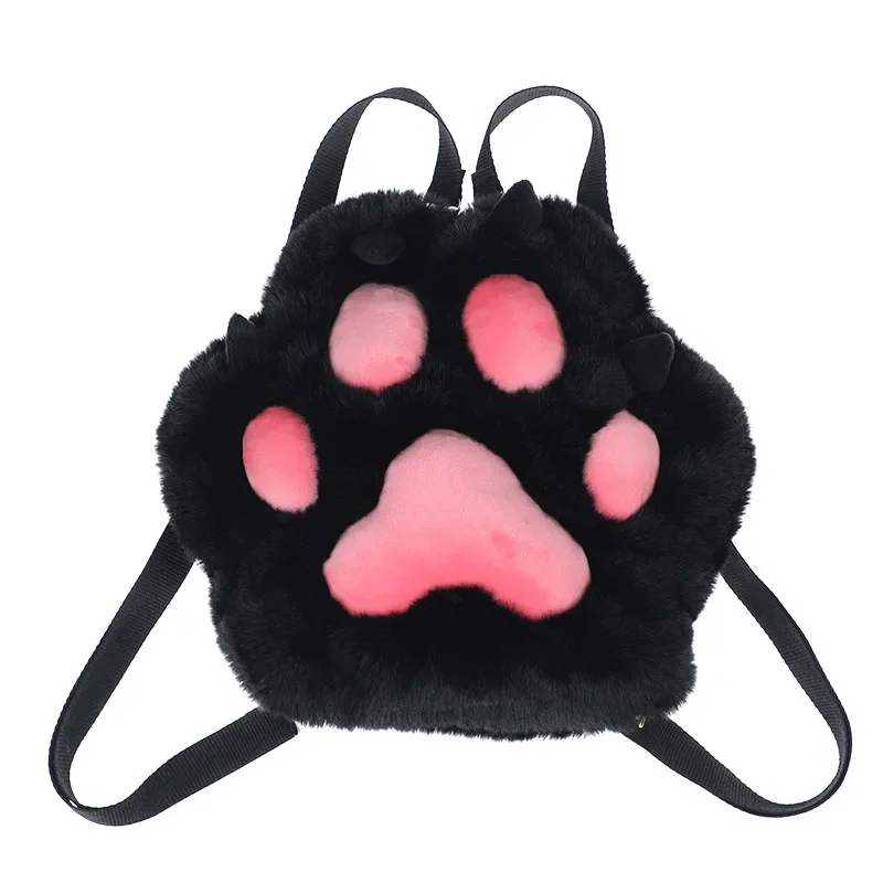 

New Fluffy Cute Cat Paw Plush Backpack with Adjustable Straps Soft Furry Purse JK Girls Bag Cartoon Backpack Cosplay Kids Gift