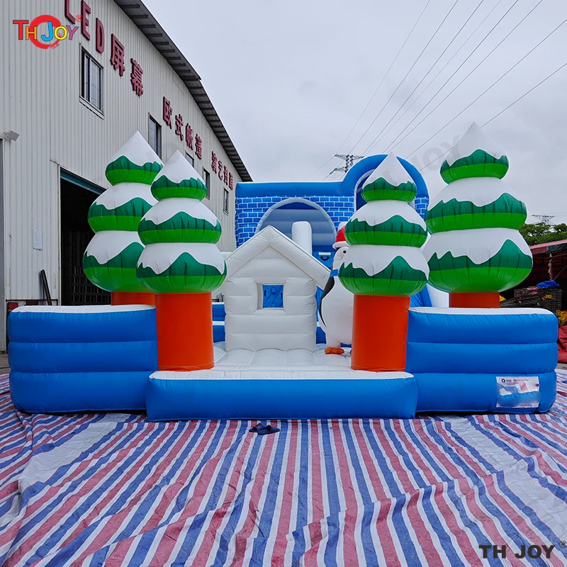 9x7m Outdoor New Design Inflatable Christmas Themed Bouncy Castle With Slide For Kids And Adults