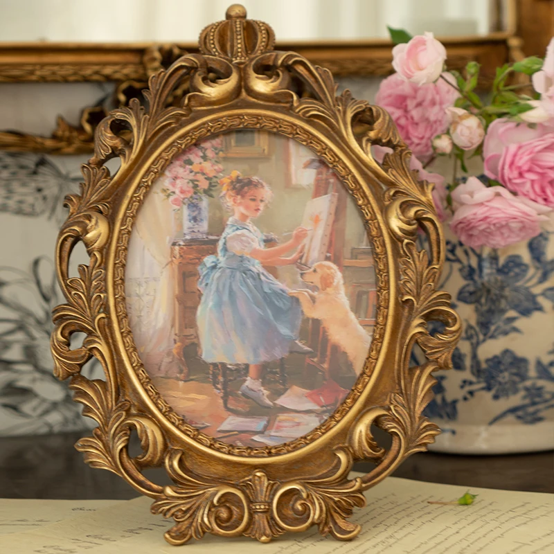 Retro Forest European-style Golden Hollow Relief Resin Photo Frame Picture Frames Home Ornaments Wall Hangings Crafts