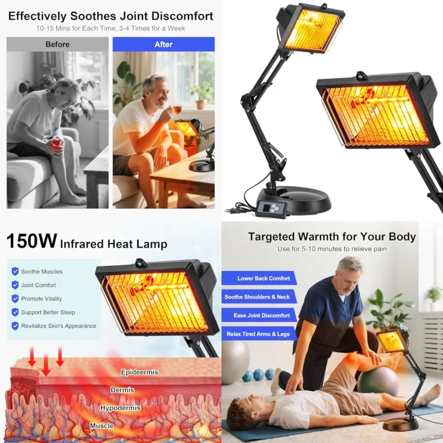 

Infrared Lamp, 150W Infrared Heat Lamp, Red Light Therapy Lamp for Body Muscle Neck Shoulder Joints Back Pain Relief, Heat Lamp