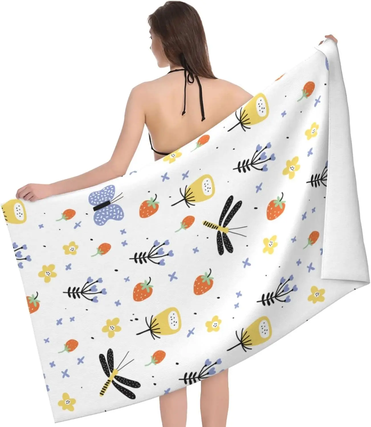Fruit Cute Strawberry Bath Towels,Fruit Beach Towel Quick Dry Bath Towels Soft Bath Towel for Swimming Camping Hotel Sports