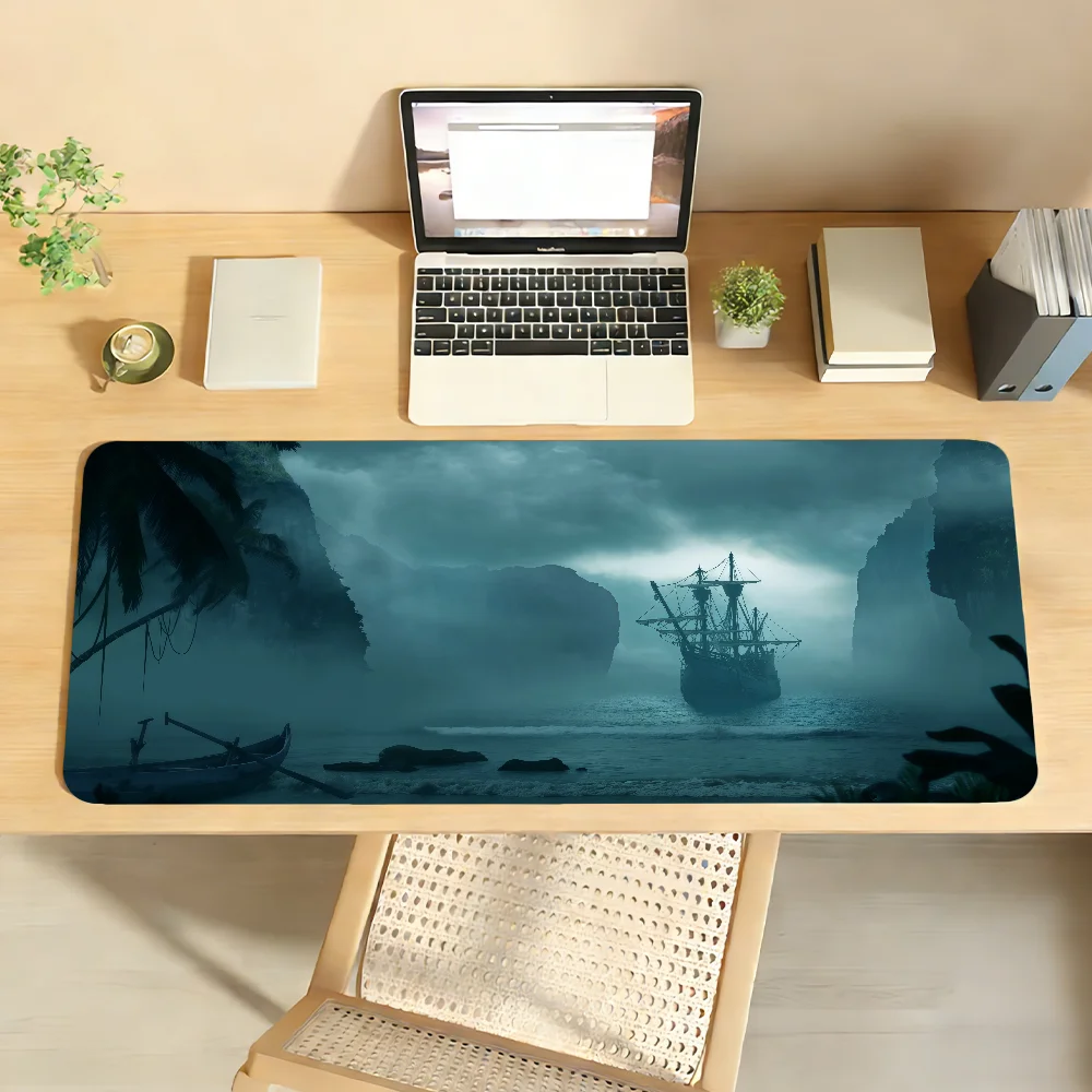 Pirate Ship Pattern Design Anime MousePad Non-slip Locking Edge PC Laptop Accessories Rubber Office Keyboard Game XXL DeskMat