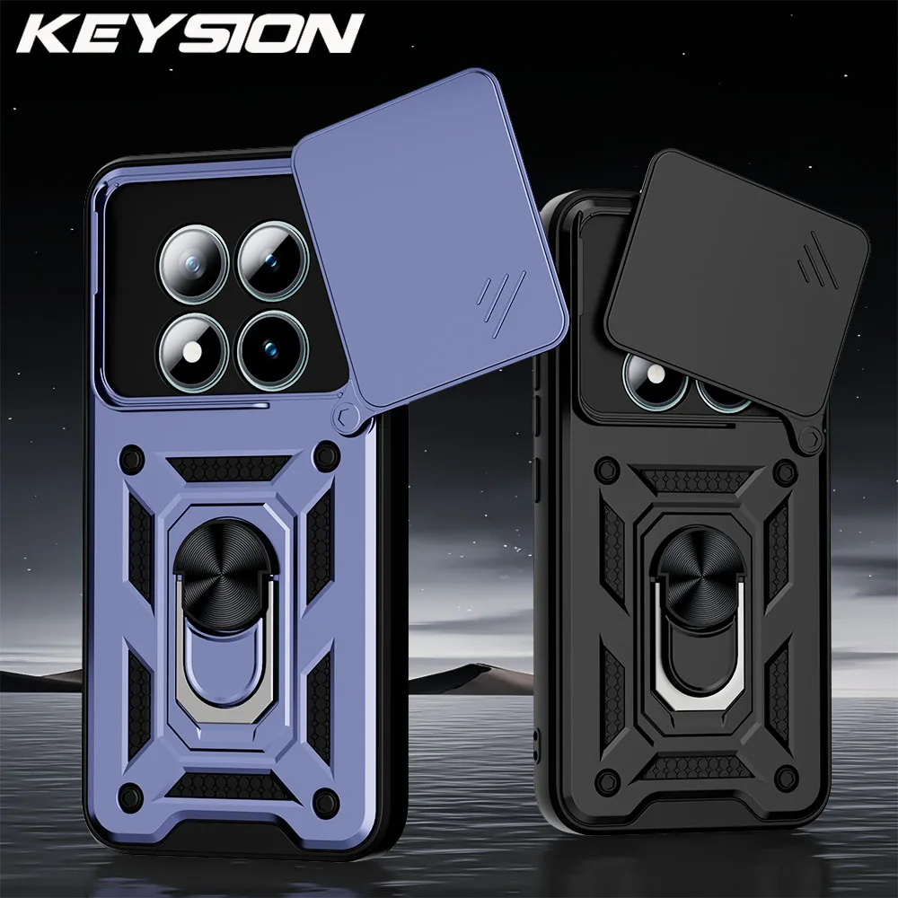 

KEYSION Shockproof Case for Redmi Note 15 Pro 4G 15 Pro+ 5G Slide Camera Lens Protection Ring Stand Phone Cover for Redmi Note15