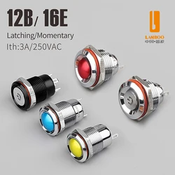 LANBOO12mm 16mm mini push button switch head buttons Aluminum oxide red green yellow black white 1A Current