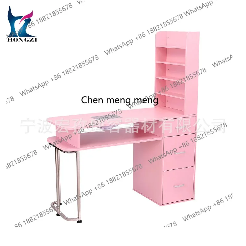 طاولة مانيكير احترافية باللون الوردي مقاس A17، مكنسة كهربائية مدمجة للمانيكير، تخزين تقسيم متجر الأظافر #2