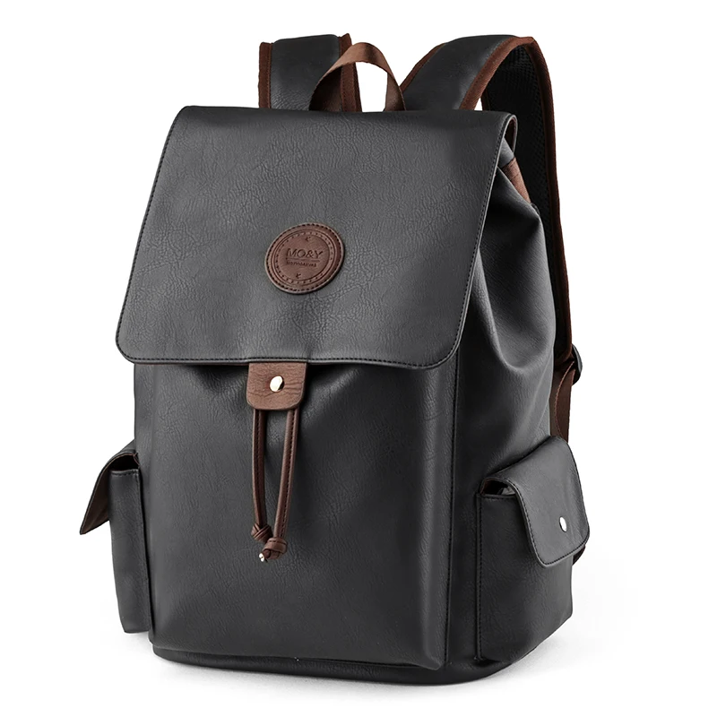 Men‘s Leather Backpack Travel Multi Male Mochila Fashion Large Capacity For Boy 15.6\