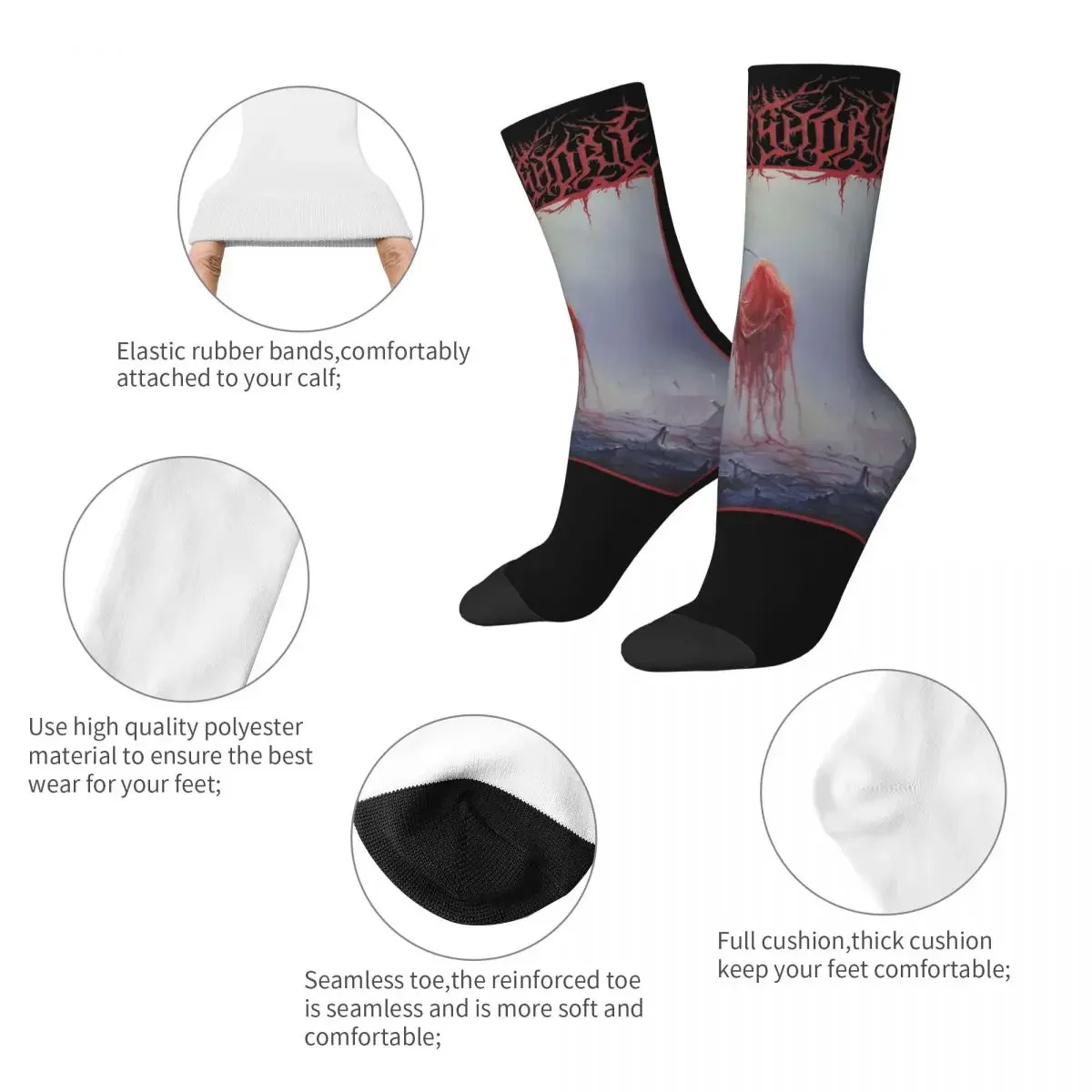 And I Return To Nothingness Lorna Shore Socks Men's Women's Socks Harajuku Spring Summer Autumn Winter Middle Tube Socks Gifts