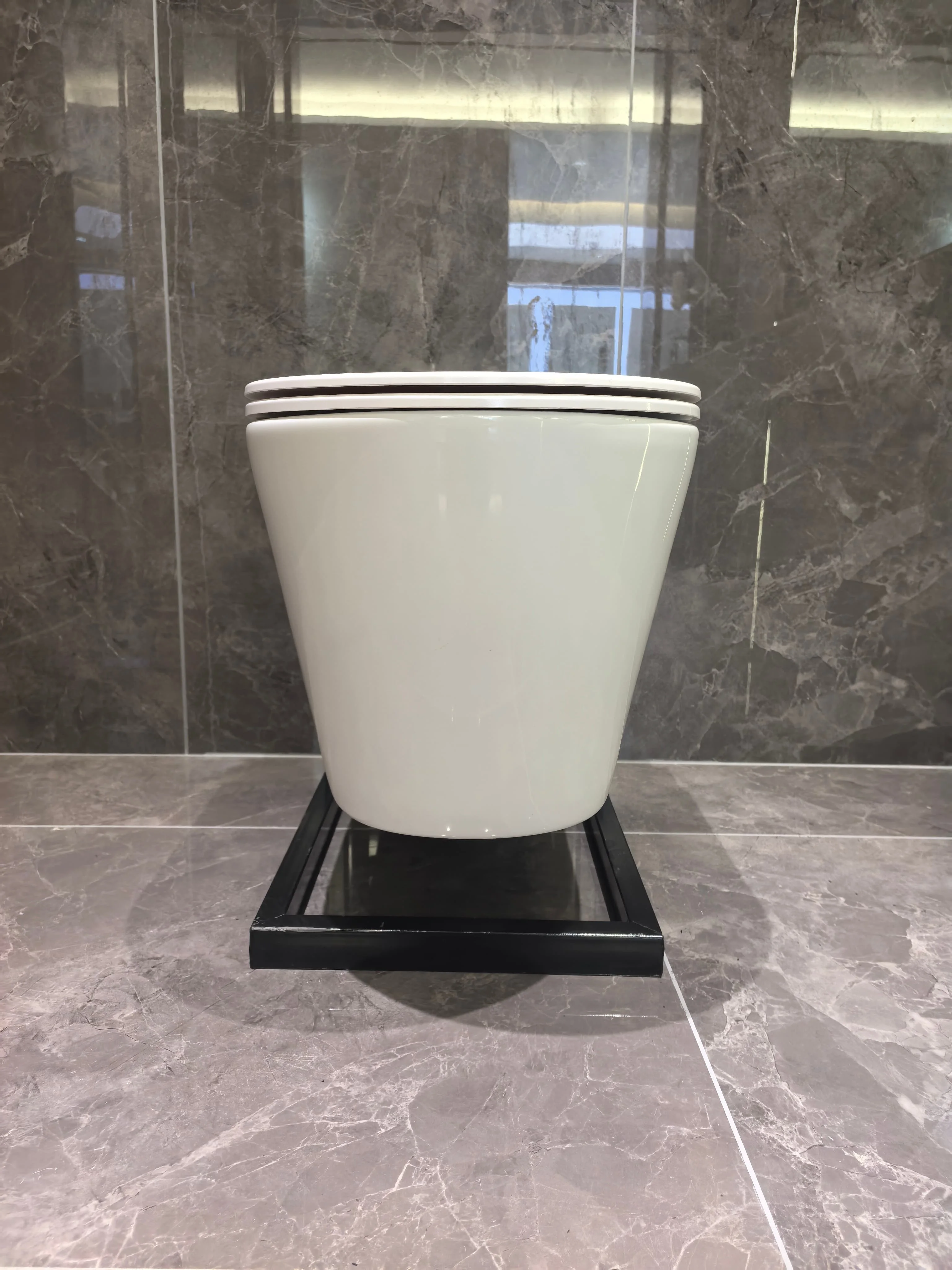 White modern slender frameless wall-mounted hidden water tank bathroom bathroom bathroom single-piece hanging P-type water