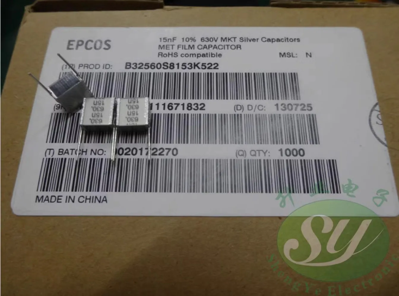 

20PCS EPCOS 0.015uf/630v 15nf 153 New 8MM milled-layer capacitor B32560S8153K