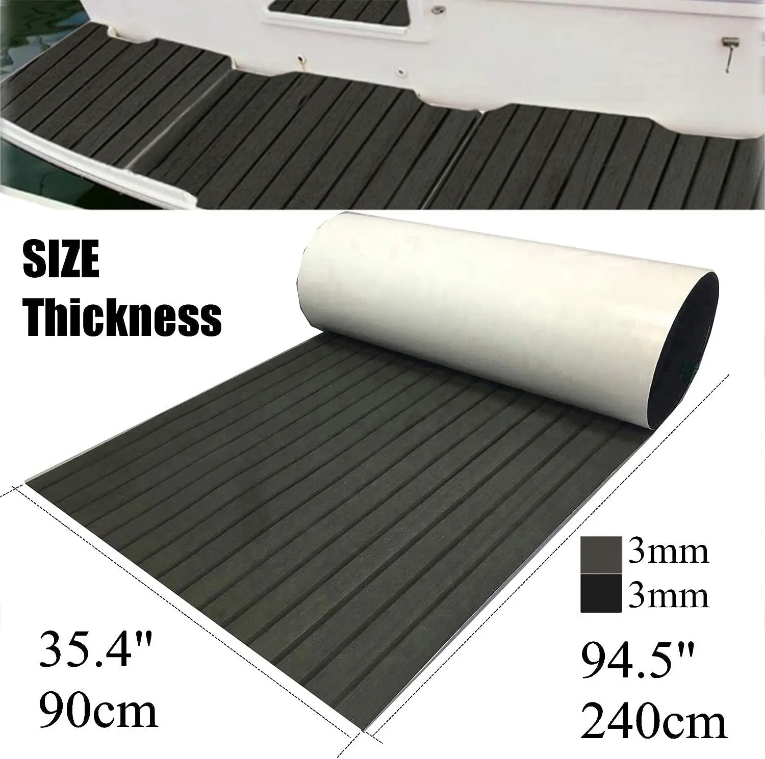 EVA Foam Boat Flooring Sheet Bevel Edge Marine Decking Carpet for Yacht Floor 94.5