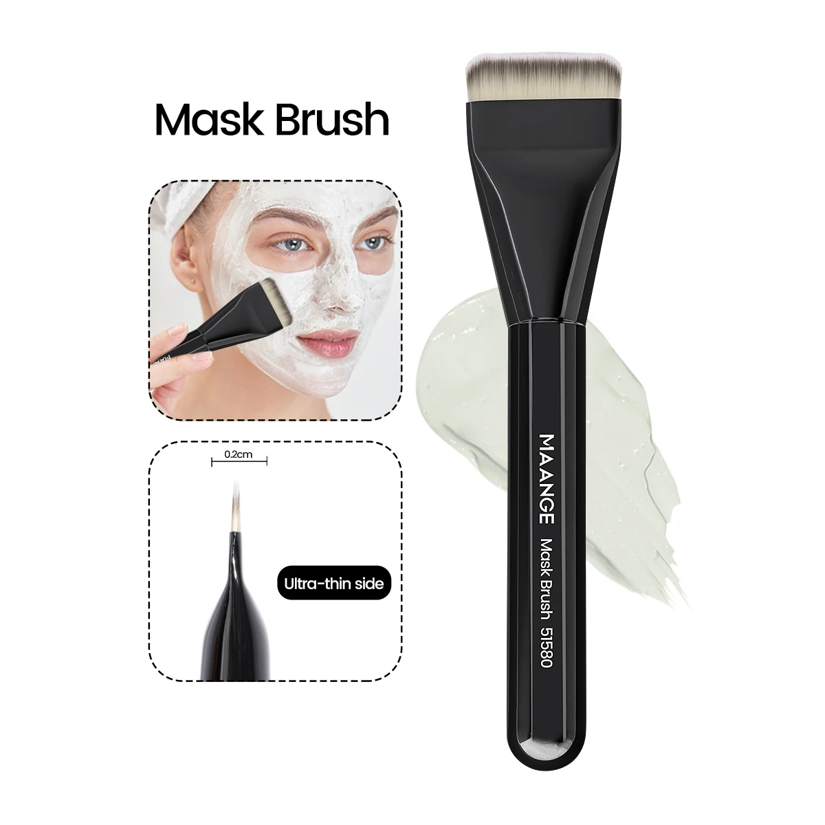 MAANGE Ultra Thin Foundation Makeup Brush Dual-use Mask Brush Lightweight Black Face Contour Brush Blending Foundation Cream