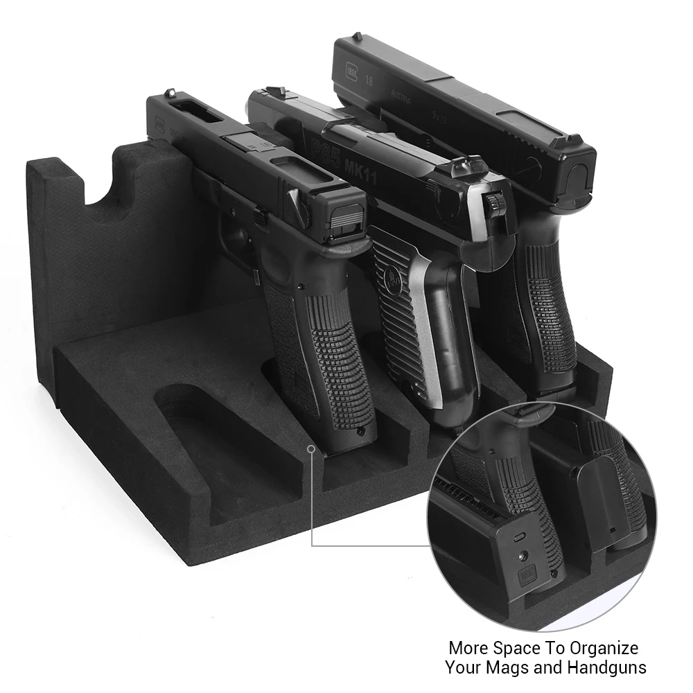 Glock Rack Gun Holder 4/3/2 Slots Self-adhesive Soft Foam Pistol Dispaly Stand Universal Handgun Storage Weapons Support