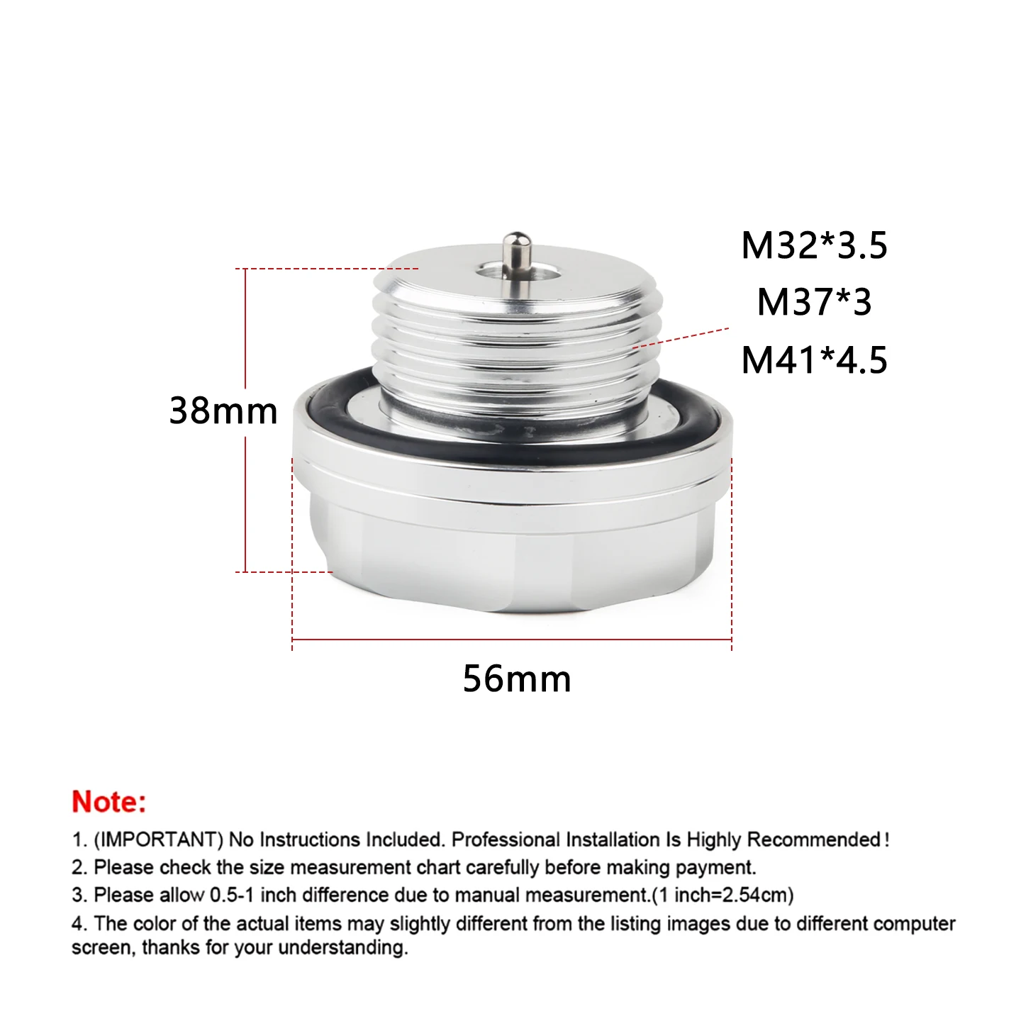Engine Oil Filler Cap for Toyota Honda Subaru, 30-310°F Heat Resistant Oil Tank Cover M32*3.5/M37*3/M41*4.5 Thread Sizes