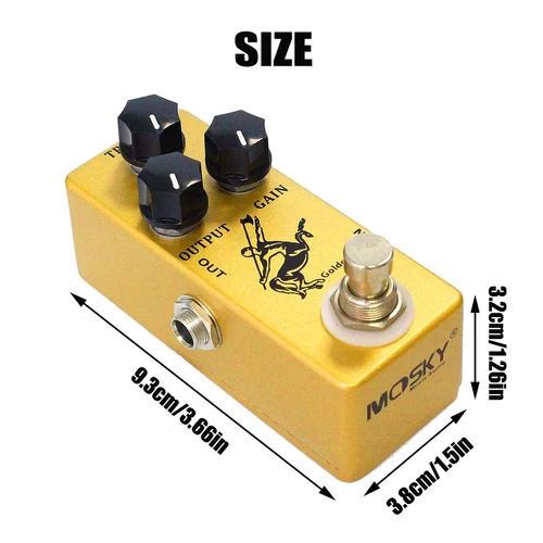 Imagen 2 del producto MOSKY Golden Horse/Silver Horse Mini Pedal de efectos de guitarra Overdrive |   True Bypass |   Modos de voz duales |   Circuito analógico