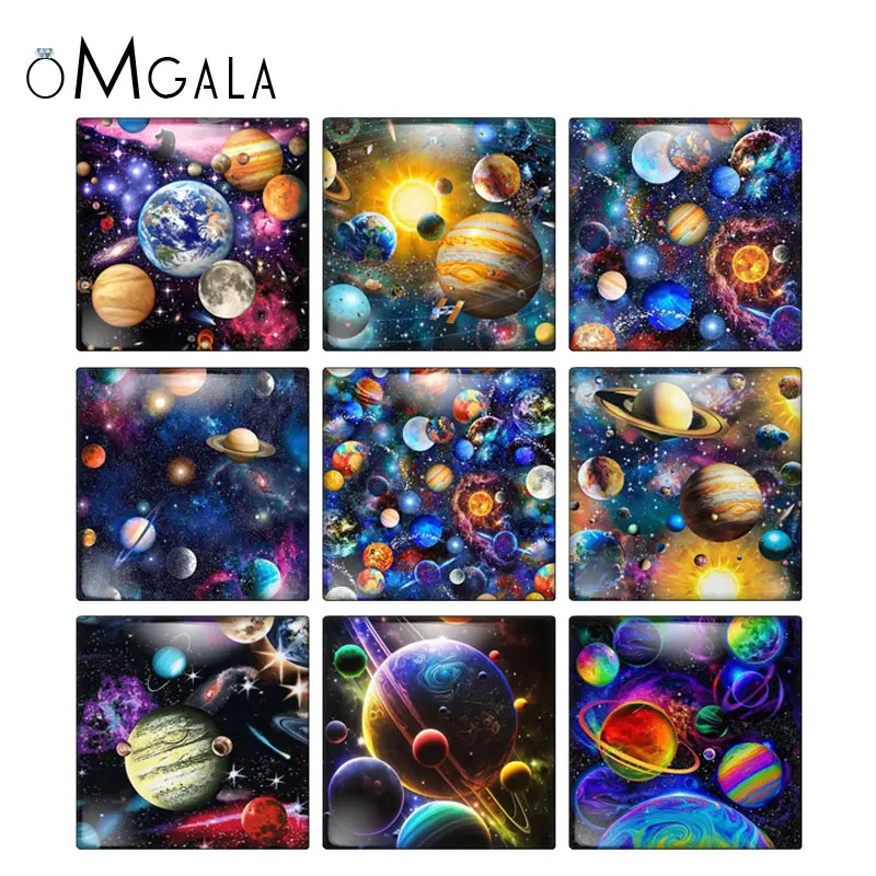 Colorful Cosmic Planet Watercolor Paintings 12mm/20mm/25mm/30mm photo glass cabochon demo flat back Making findings